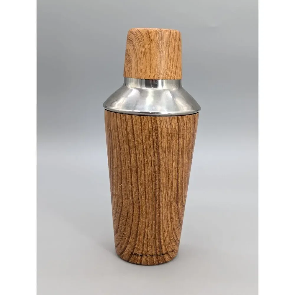 Makers Mark Bourbon Faux Wood Grain Stainless Steel Cocktail Shaker